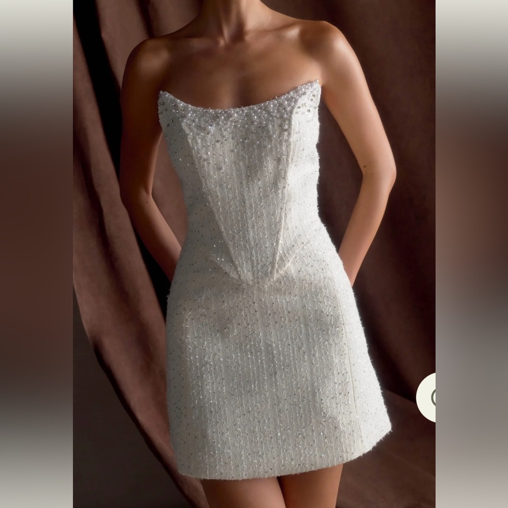 Meshki White Strapless Wedding Dress